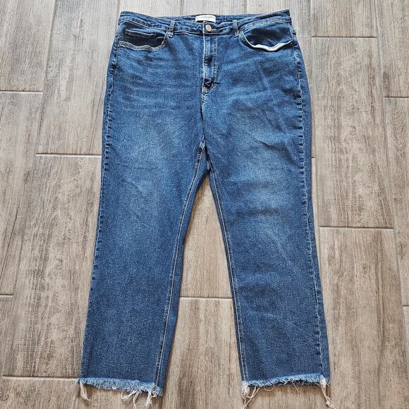 Lovervet Denim - Lovervet Jeans Womens Size 22 High Rise Straight Ankle Raw Hem Medium Wash Denim